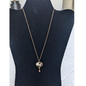 Heart and bird necklace